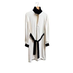 Tom Ford Cream Velvet Trim Shift Dress IT 38 US 2 4 Mod Old Money Quiet Luxury